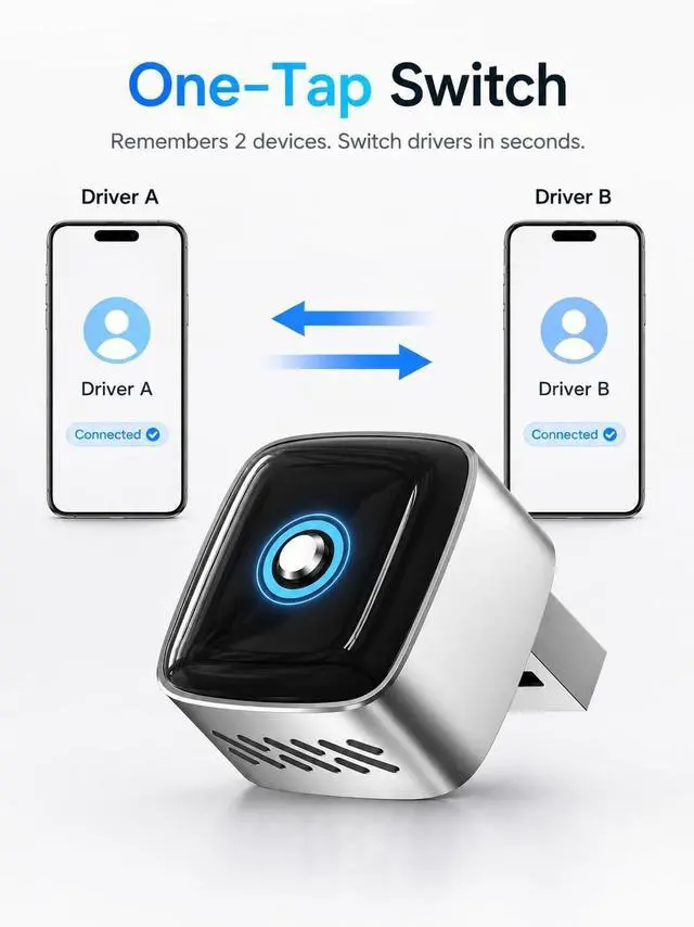Alt view image 3 of 5 - Pisendra Wireless CarPlay Adapter & Wireless Android Auto Adapter, 2-in-1 Mini Dongle with Multi-Device Switch, 5.8GHz Auto Reconnect, Plug & Play for Factory Wired Cars 2016+ - Silver