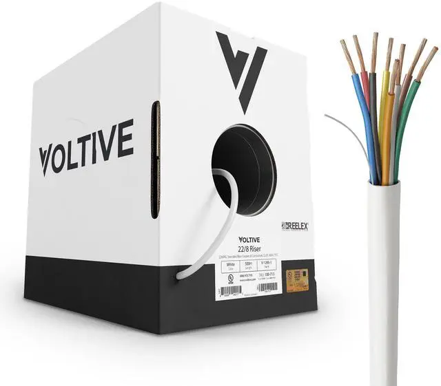 Main image of Voltive 22/8 Low Voltage Wire, Riser CL3R, White, 500ft - 22AWG, 8 Conductors, Stranded Bare Copper, UL Listed - V-1295-1