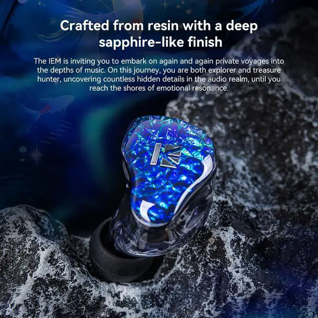Alt view image 3 of 5 - KBEAR Voyages in Ear Monitor Headphones, 1DD + 3BA Hybrid HiFi IEMs with 8mm Liquid Silicone Driver, 3D-Printed Resin Shell, 5N OFC Silver-Plated 2PINS Cable for Musician Audio Engineer (without mic)