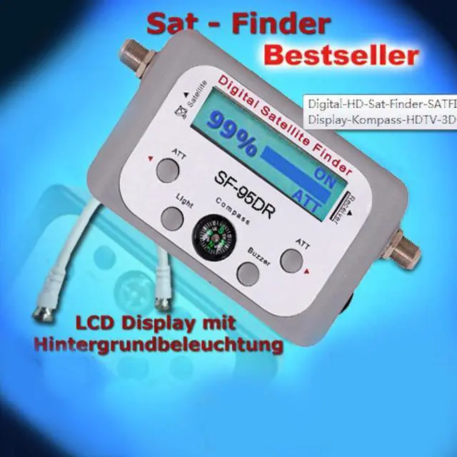Alt view image 4 of 5 - Digital Satellite Finder Meter, 950 to 2150MHz ATT Buzzer Function Satellite Meter with , Strength Meter for DirecTV