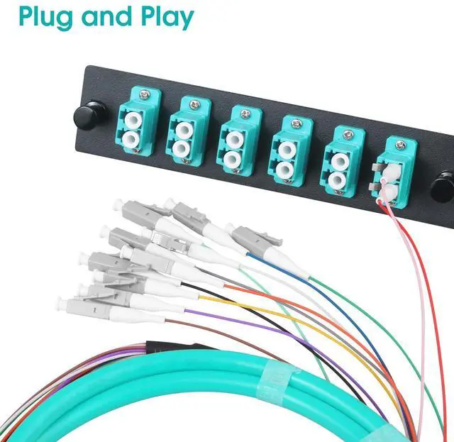 Alt view image 5 of 5 - Duogalia 4-Pack LC/OM3 Fiber Optic Pigtail, 1.2m 12 Strand Multimode 50/125 Fiber Pigtail, 12 Color-Coded Fiber Patch Cords for Fusion Splicing