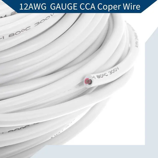 Alt view image 5 of 5 - Hihaha Electrical Ground Wire Automotive Power Wire 98FT White TC 1 Pcs 12AWG 2 Conductor Fully Insulated& Soft Touch Jacket Universal