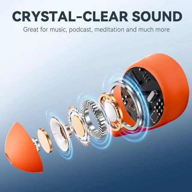 Alt view image 4 of 5 - Sleepals micro Sleep Earbuds for Side Sleepers ^^ Sleep Headphones with Soft and Snug Fit ^^ Moderate Noise Reduction (not ANC) ^^ Small and Light, 4H Single Play, 28H with Charging Case (Orange)
