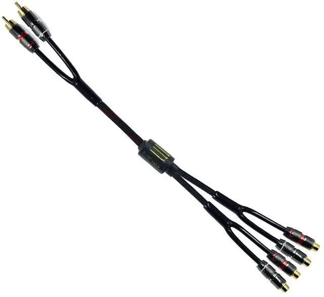 Main image of Arklove 2ft Shielded RCA Plug Splitter Stereo Audio Video Cable 2 Male to 4 Female Dual Speaker Y Adapter Connector Extension Cord 24k Gold Plated 1 Input 2 Output