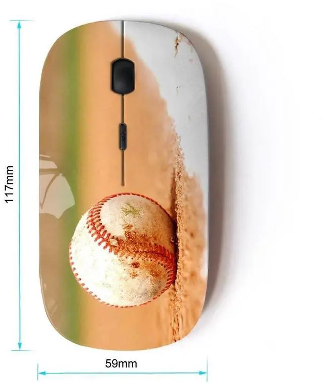 Alt view image 2 of 4 - Graphic4You Baseball Theme Sports Design Ergonomic Wireless Mouse with Nano Receiver