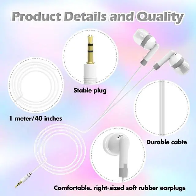 Alt view image 2 of 5 - CN-Outlet Wholesale Bulk Earbuds Headphones Individually Bagged 100 Pack for iPhone, Android, MP3 Player White