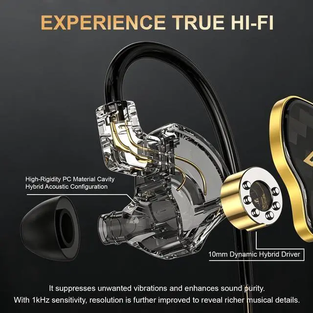 Alt view image 2 of 5 - Jooy Paii Odio in Ear Monitor, HiFi Headphones with Dual Magnetic Dynamic Driver, Hybrid Balance Armature with Dynamic in Ear Headphones IEM Earphones Gaming Earbuds Wired, Black, Without Mic