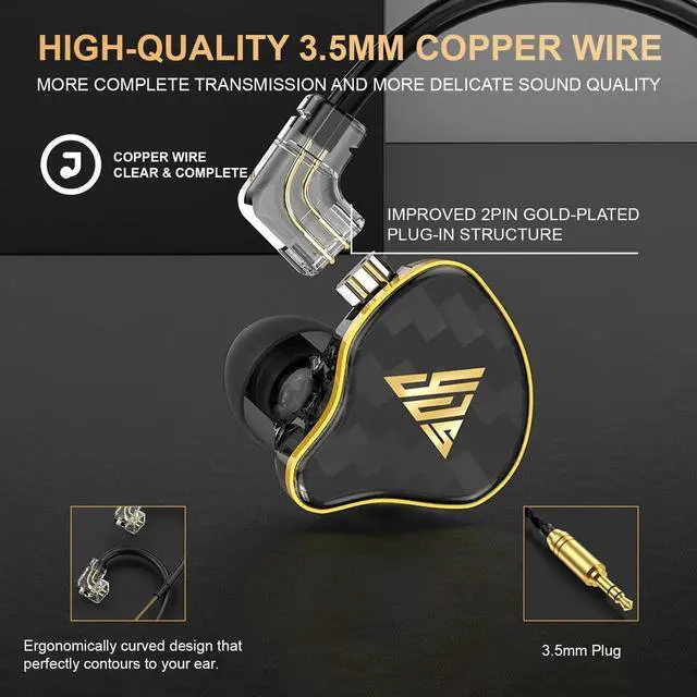 Alt view image 4 of 5 - Jooy Paii Odio in Ear Monitor, HiFi Headphones with Dual Magnetic Dynamic Driver, Hybrid Balance Armature with Dynamic in Ear Headphones IEM Earphones Gaming Earbuds Wired, Black, Without Mic