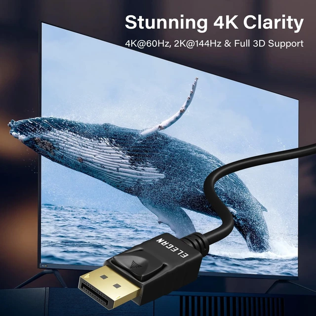 Alt view image 5 of 5 - Elecan VESA Certified 4K DisplayPort 1.2 Cable 4 FT/10 Pack, High-Speed DP to DP Male-to-Male Display Port Cord, 4K@60Hz 2K@165Hz/144Hz,HBR2 HDR HDCP Dolby for Gaming Monitor PC TV NVIDIA AMD+10 Tie