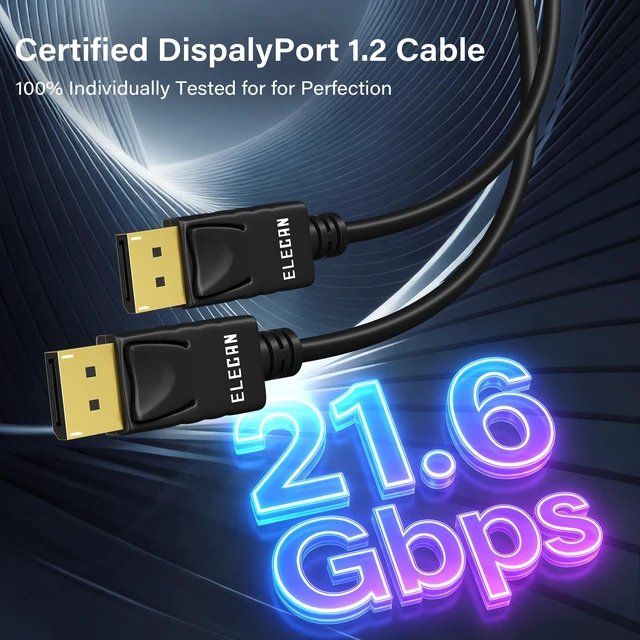 Alt view image 3 of 5 - Elecan VESA Certified 4K DisplayPort 1.2 Cable 4 FT/10 Pack, High-Speed DP to DP Male-to-Male Display Port Cord, 4K@60Hz 2K@165Hz/144Hz,HBR2 HDR HDCP Dolby for Gaming Monitor PC TV NVIDIA AMD+10 Tie