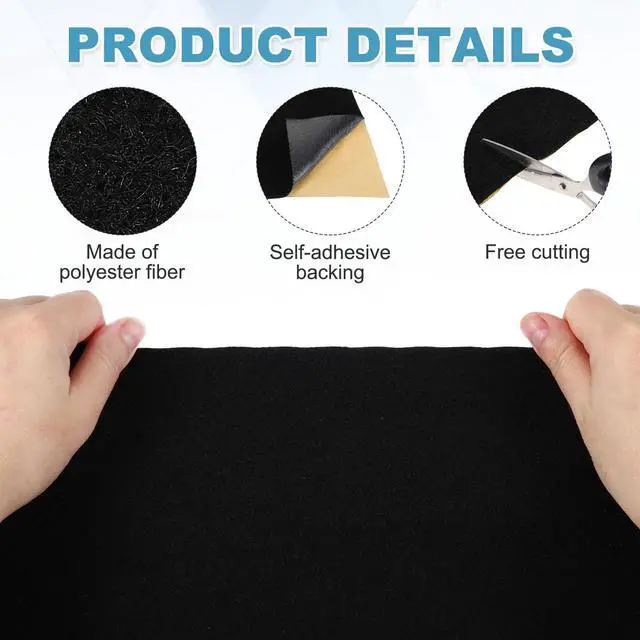 Alt view image 3 of 5 - MECCANIXITY 20"x39" Speaker Box Carpet Fabric with Adhesive Back, Black Car Trunk Under Felt Carpet Liner Interior Cover Roll Carpeting for Sub Box, Auto, RV, Boat, Marine, Door Liner