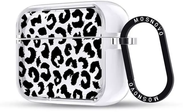 Main image of MOSNOVO for AirPods Pro 3 Case, Protective Clear Case with Shockproof Dual Layer Hard Luxe Metal Ring Designed for AirPods Pro 3 Generation - Black Leopard Print
