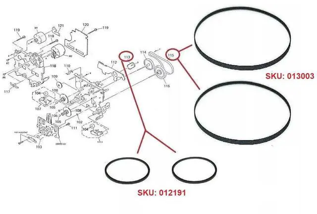 Alt view image 2 of 2 - Rubber Belt Tape Mechanism Kit (4X Belts) Compatible with Sony Stereo Cassette Deck