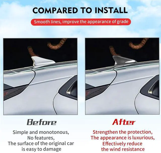 Alt view image 4 of 5 - BLAKAYA Compatible with Antenna Cover Shark Fin Trim Hood Real Carbon Fiber Automotive Roof Aerials for Hyundai Veloster 2019 2020 2021 (Black)