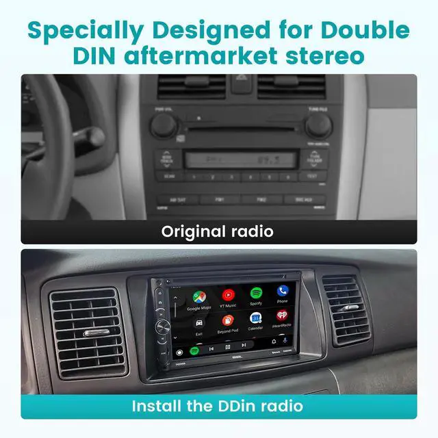 Alt view image 4 of 5 - NuIth Double DIN Radio Installation Dash Kit W/Radio Wire Harness for 2003-2008 Toyota Corolla, Aftermarket Radio Dash Stereo Mounting Installation Trim Bezel Bracket Wire Kits