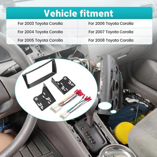 Alt view image 3 of 5 - NuIth Double DIN Radio Installation Dash Kit W/Radio Wire Harness for 2003-2008 Toyota Corolla, Aftermarket Radio Dash Stereo Mounting Installation Trim Bezel Bracket Wire Kits