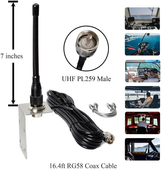 Alt view image 3 of 5 - SignalPlus VHF Antenna Marine for Boat, Marine VHF Antenna with 16.4ft Cable PL259, 156-163Mhz