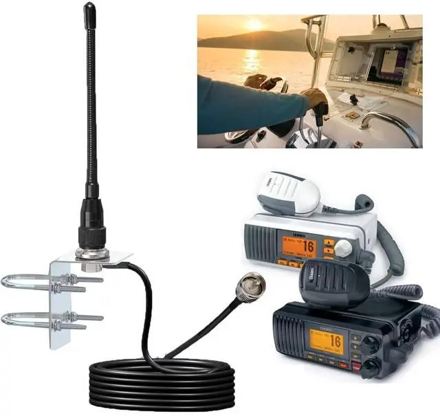 Alt view image 2 of 5 - SignalPlus VHF Antenna Marine for Boat, Marine VHF Antenna with 16.4ft Cable PL259, 156-163Mhz