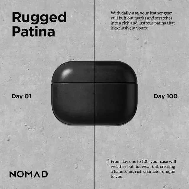 Alt view image 3 of 5 - Nomad Airpods Pro 2 Case in Black Horween Leather, AirPods Pro 2nd gen Case Cover, Compatible with AirPods Pro Case 1st gen and 2nd, Case Cover, Qi and MagSafe Charging C