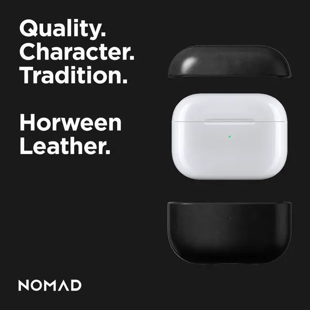 Alt view image 4 of 5 - Nomad Airpods Pro 2 Case in Black Horween Leather, AirPods Pro 2nd gen Case Cover, Compatible with AirPods Pro Case 1st gen and 2nd, Case Cover, Qi and MagSafe Charging C
