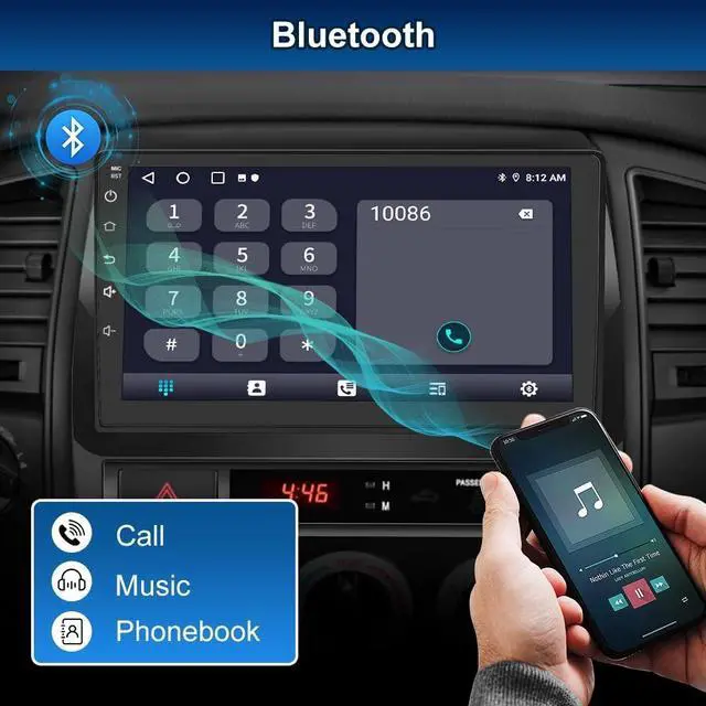 Alt view image 3 of 5 - Votheon Android 13 Car Radio for Toyota Tacoma 2005-2015 with GPS Navigation Carplay Android Auto 2G+32G 9 Inch IPS Touch Screen Bluetooth FM AM Radio SWC Backup Camera