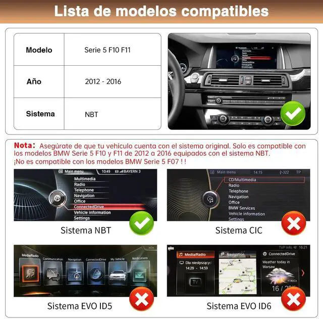 Alt view image 2 of 5 - 10.25 Inch Touchscreen Wireless CarPlay Android Auto for BMW 5 Series F10 F11 2012-2017 with NBT System Car Audio Receiver Support Mirrorlink