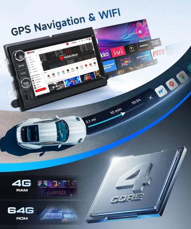 Alt view image 4 of 5 - Rimoody 4G+64G Android 15 Car Stereo Ford F150/F250/F350 2004-2014, E150/E250/E350 2009-2014 Wireless Carplay Android Auto, 7'' Touchscreen Radio GPS WiFi Bluetooth FM/RDS EQ Backup Camera