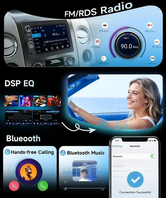 Alt view image 5 of 5 - Rimoody 4G+64G Android 15 Car Stereo Ford F150/F250/F350 2004-2014, E150/E250/E350 2009-2014 Wireless Carplay Android Auto, 7'' Touchscreen Radio GPS WiFi Bluetooth FM/RDS EQ Backup Camera