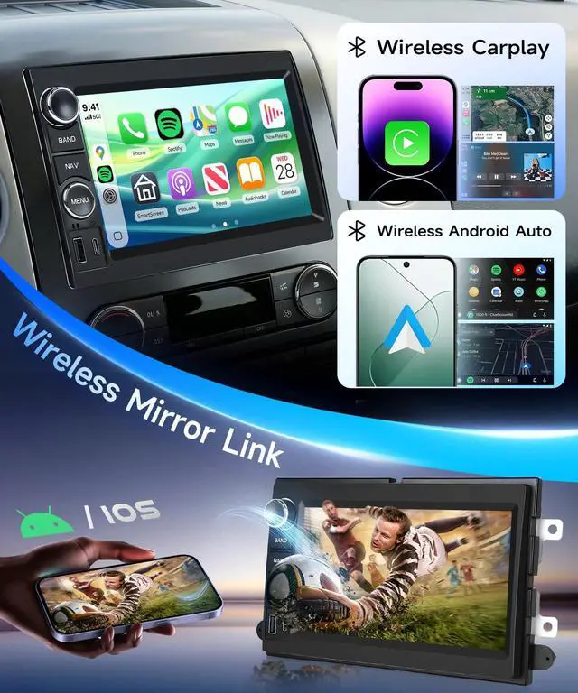 Alt view image 3 of 5 - Rimoody 4G+64G Android 15 Car Stereo Ford F150/F250/F350 2004-2014, E150/E250/E350 2009-2014 Wireless Carplay Android Auto, 7'' Touchscreen Radio GPS WiFi Bluetooth FM/RDS EQ Backup Camera