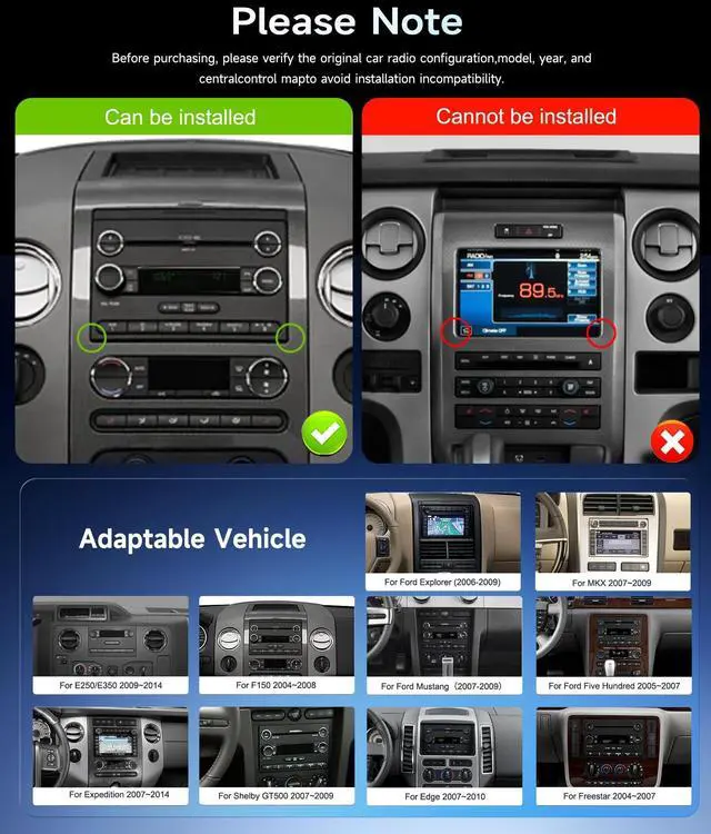 Alt view image 2 of 5 - Rimoody 4G+64G Android 15 Car Stereo Ford F150/F250/F350 2004-2014, E150/E250/E350 2009-2014 Wireless Carplay Android Auto, 7'' Touchscreen Radio GPS WiFi Bluetooth FM/RDS EQ Backup Camera