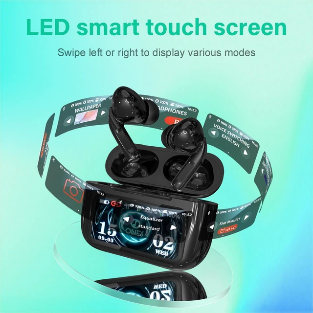 Alt view image 2 of 5 - ONES MusPlayE AI Wireless Earbuds, AI Translator, Bluetooth 5.4 Headphones in Ear with Touch Screen, Active Noise Cancelling, APP Connected, Hi-Fi Bass, for iPhone, Android, Sports, Commuting,
