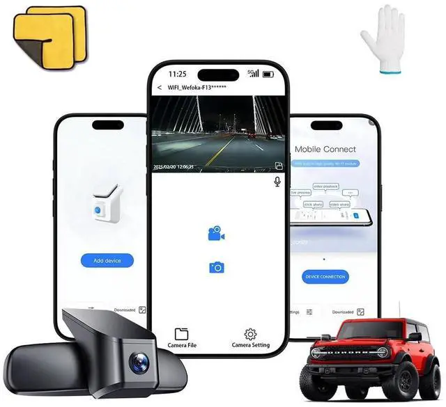 Main image of Wefoka 4K Dash Cam Fit for Ford Bronco 2021 2022 2023 2024, Does Not Fit 2025 Bronco, Does Not Fit Ford Bronco Sport, WiFi & App, 128GB Card (F10)