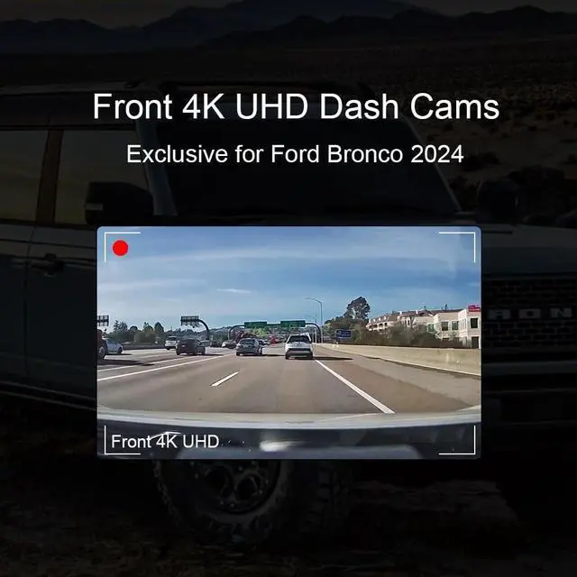 Alt view image 2 of 5 - Wefoka 4K Dash Cam Fit for Ford Bronco 2021 2022 2023 2024, Does Not Fit 2025 Bronco, Does Not Fit Ford Bronco Sport, WiFi & App, 128GB Card (F10)