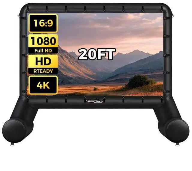 Main image of SPORTSWIN 20FT Inflatable Outdoor Movie Screen, Blow up Projector Screen Outdoor with air Blower, Movie Screens for Backyard with one Piece Design, Front & Rear Projection, Easy Set up