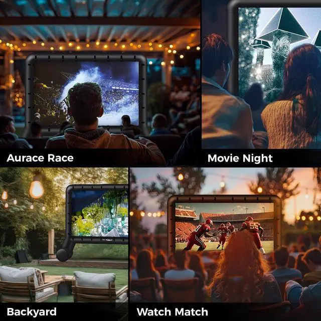 Alt view image 3 of 5 - SPORTSWIN 20FT Inflatable Outdoor Movie Screen, Blow up Projector Screen Outdoor with air Blower, Movie Screens for Backyard with one Piece Design, Front & Rear Projection, Easy Set up