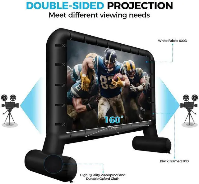 Alt view image 4 of 5 - SPORTSWIN 20FT Inflatable Outdoor Movie Screen, Blow up Projector Screen Outdoor with air Blower, Movie Screens for Backyard with one Piece Design, Front & Rear Projection, Easy Set up