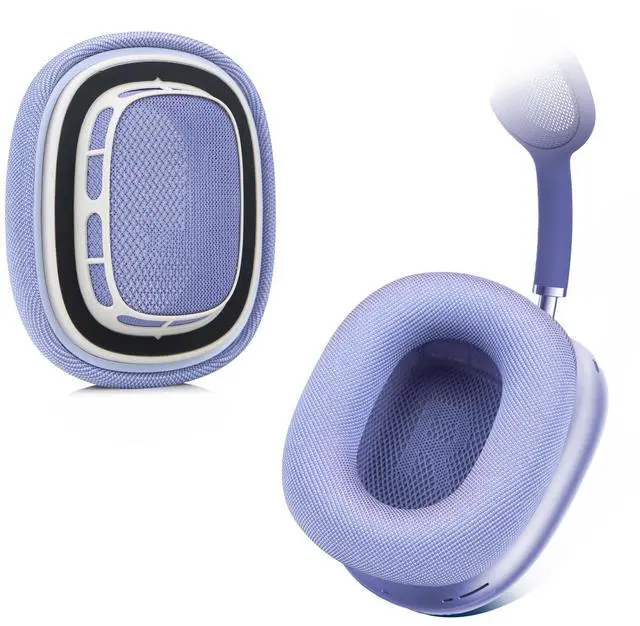 Alt view image 2 of 5 - SINOWO Upgraded Ear Cushions for Apple AirPods Max Headphones, Silica Gel Mesh Fabric Replacement Ear Pads Cover with Memory Foam and Magnet,Closer to The Original(Purple)