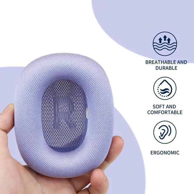 Alt view image 3 of 5 - SINOWO Upgraded Ear Cushions for Apple AirPods Max Headphones, Silica Gel Mesh Fabric Replacement Ear Pads Cover with Memory Foam and Magnet,Closer to The Original(Purple)