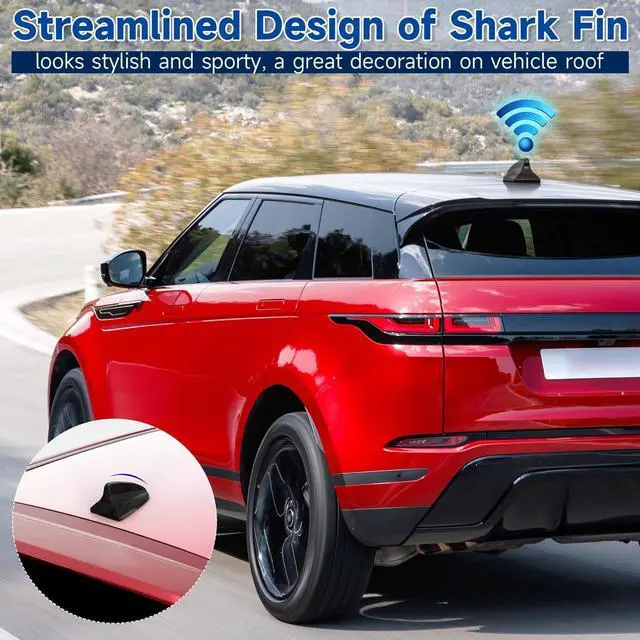 Alt view image 2 of 5 - Eightwood Shark Fin Amplified Car Radio Antenna, Universal Roof Mount FM AM Antenna with 12V Power Wire for Vehicle Car Truck SUV Stereo Radio Receiver Media Head Unit