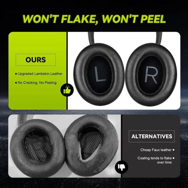 Alt view image 4 of 5 - Replacement Ear Pads for Bose NC700 / 700 Noise Cancelling Headphones, Aurivor Lambskin Leather Earpad Covers/Cushion Kit with Plush Memory Foam, Thickened Comfort, Tear-Resistant Seams (Black)