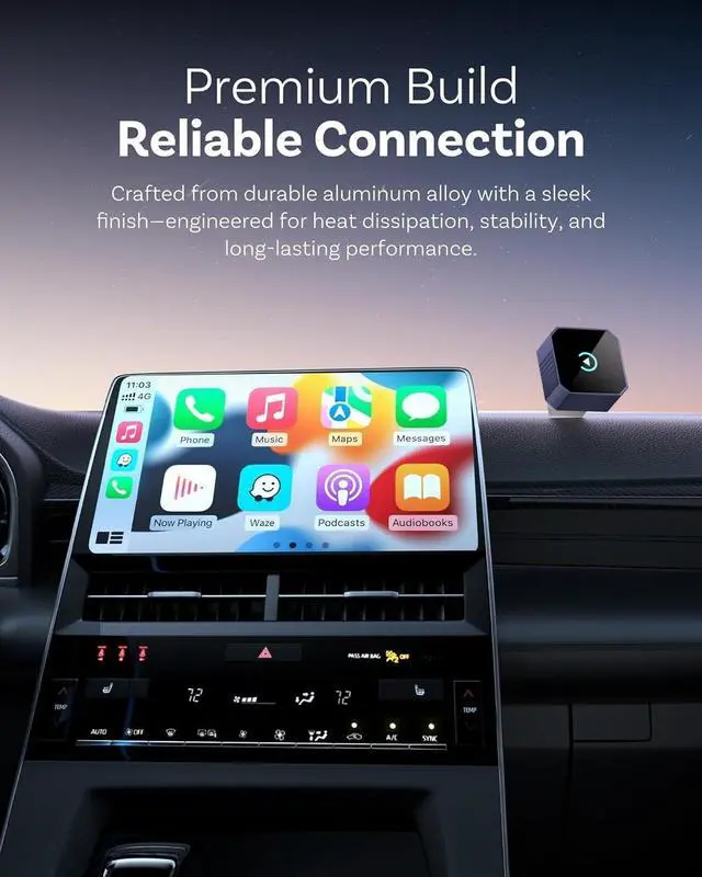Alt view image 2 of 5 - MIXGOLD 2026 Wireless CarPlay Adapter for iPhone& Android, 2-in-1 Plug and Play Converts Wired to Wireless CarPlay Android Auto, Fast Auto-Connect, Zero Latency, Car Multichannel Amplifi