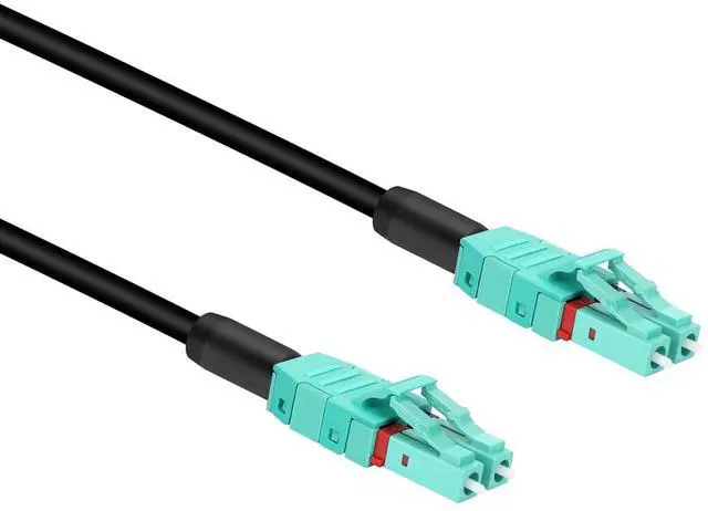 Alt view image 3 of 5 - OM3 LC to LC Outdoor Armored Fiber Optic Cable, 49ft/15m, Low Friction LSZH Duplex Multimode 50/125um Uniboot Fiber Patch Cable, OD: 5mm Black