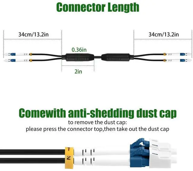 Alt view image 3 of 5 - 10M(33ft) Outdoor OS2 LC to LC Fiber Patch Cable,Armored Fiber Optic Cable Cord,10GB/40GB/100GB Single Mode Jumper Duplex SMF 9/125um Industrial TPU OD-5.0mm Direct Burial Fiber Black