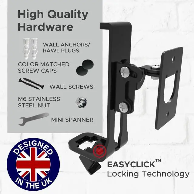 Alt view image 3 of 5 - Sound Bass 2 x ONE, ONE Gen 2, ONE SL, Play:1 Wall Mount Bracket, Twin Pack, Black, Compatible with Sonos ONE, ONE Gen 2, ONE SL & Play 1