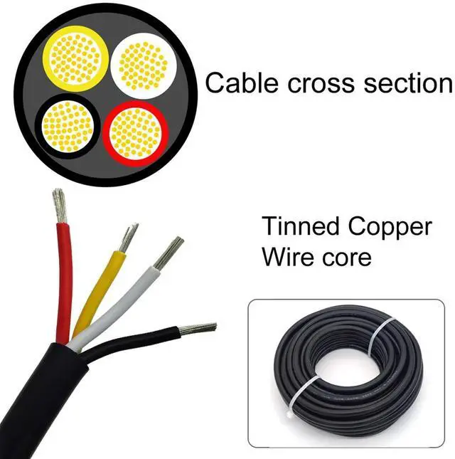 Alt view image 4 of 5 - 16 Gauge 4 Conductor Tinned Copper Electrical Wire Stranded PVC Audio Power Cable Speaker Wire (Red & Black & Yellow & White) 16AWG-4C-25FT