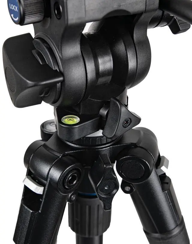 Alt view image 4 of 5 - SLIK PRO AL-323SVH-520 Video Tripod Kit with SVH-520 Fluid Video Head 62" Tall (613-378) - Folds Down to 25", Weighs 4.1lbs, Supports 8.8lbs of Video Equipment, Spotting Scopes