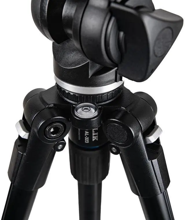 Alt view image 3 of 5 - SLIK PRO AL-323SVH-520 Video Tripod Kit with SVH-520 Fluid Video Head 62" Tall (613-378) - Folds Down to 25", Weighs 4.1lbs, Supports 8.8lbs of Video Equipment, Spotting Scopes