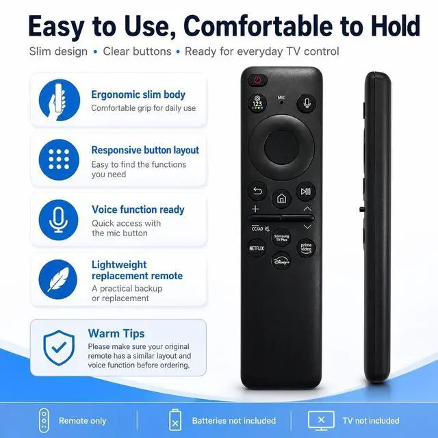 Alt view image 4 of 5 - Replacement Voice Remote Control for Samsung Class S90F Series HDR+ Smart TV QN55S90FAFXZA QN48S90FAFXZA QN42S90FAFXZA QN77S90FAFXZA QN65S90FAFXZA QN83S90FAFXZA