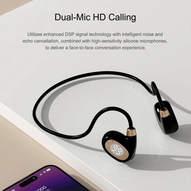 Alt view image 5 of 5 - SvyiLink Over Ear Headphone (Air Conduction HY30 Black),Wireless Bluetooth Sports Earbuds with Stereo Surround Sound, AI Noise Cancellation, Long-Lasting Battery Life, and Comfortable Wear.