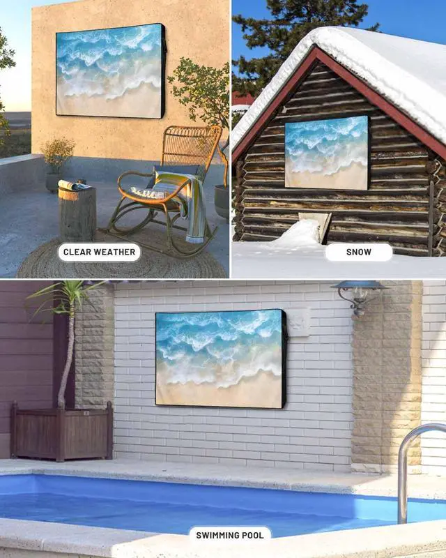 Alt view image 4 of 5 - Waterproof Outdoor TV Cover 48 to 50 Inch, Seaside Beach Blue Waves Outside Flat Screen Televisions Weatherproof Cover Size 48"L x 30"H, Summer Ocean Nautical Theme TV Protector With Zipper